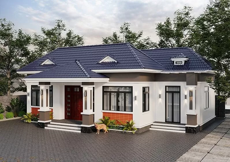 Mẫu nhà 3 gian mái nhật 1 phòng thờ tiện nghi