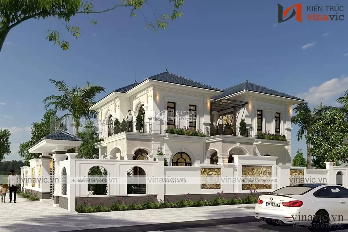 Nhà 2 mặt tiền 2 tầng mái nhật Tân Cổ Điển sang trọng