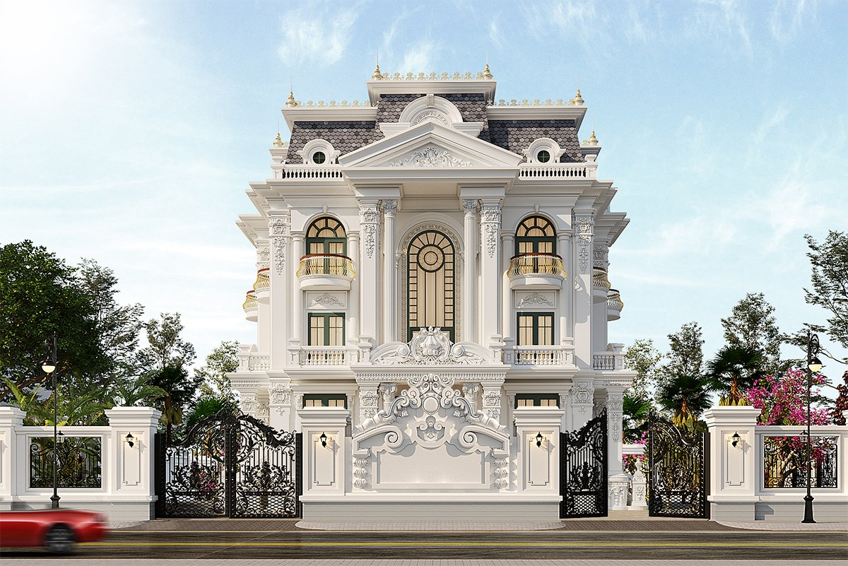 Thiết kế biệt thự Tân Cổ Điển mái Mansard đẳng cấp thời thượng