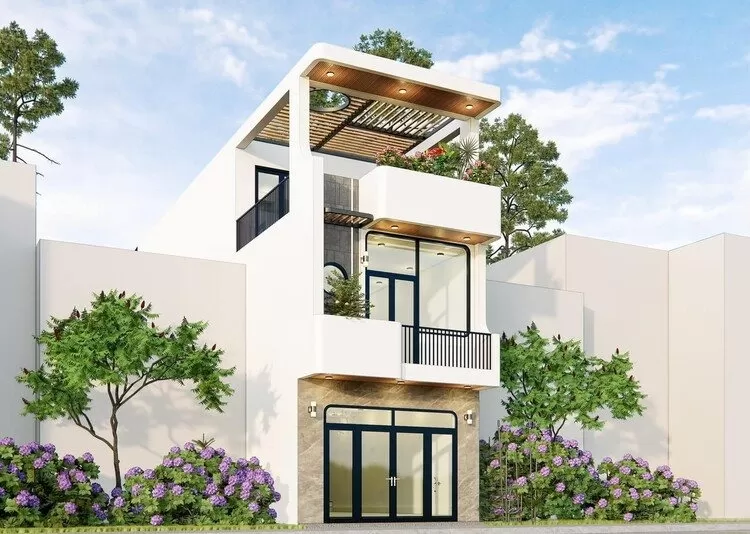 Mẫu nhà ống 3 tầng đẹp mắt cuốn hút ở nông thôn