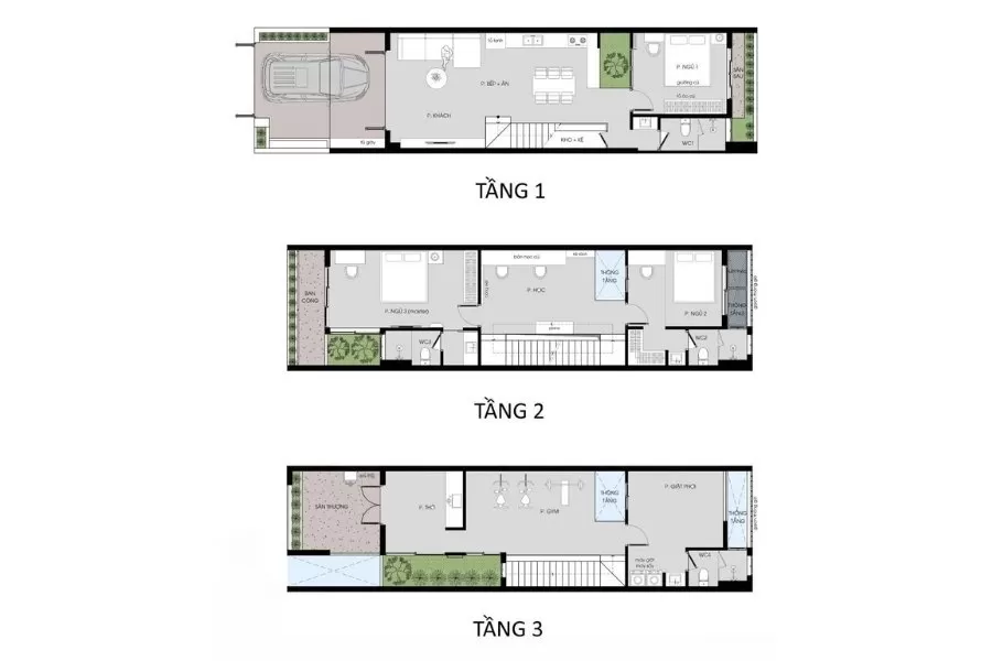 Bản vẽ thiết kế nhà 3 tầng tân cổ điển 5x20m chi tiết
