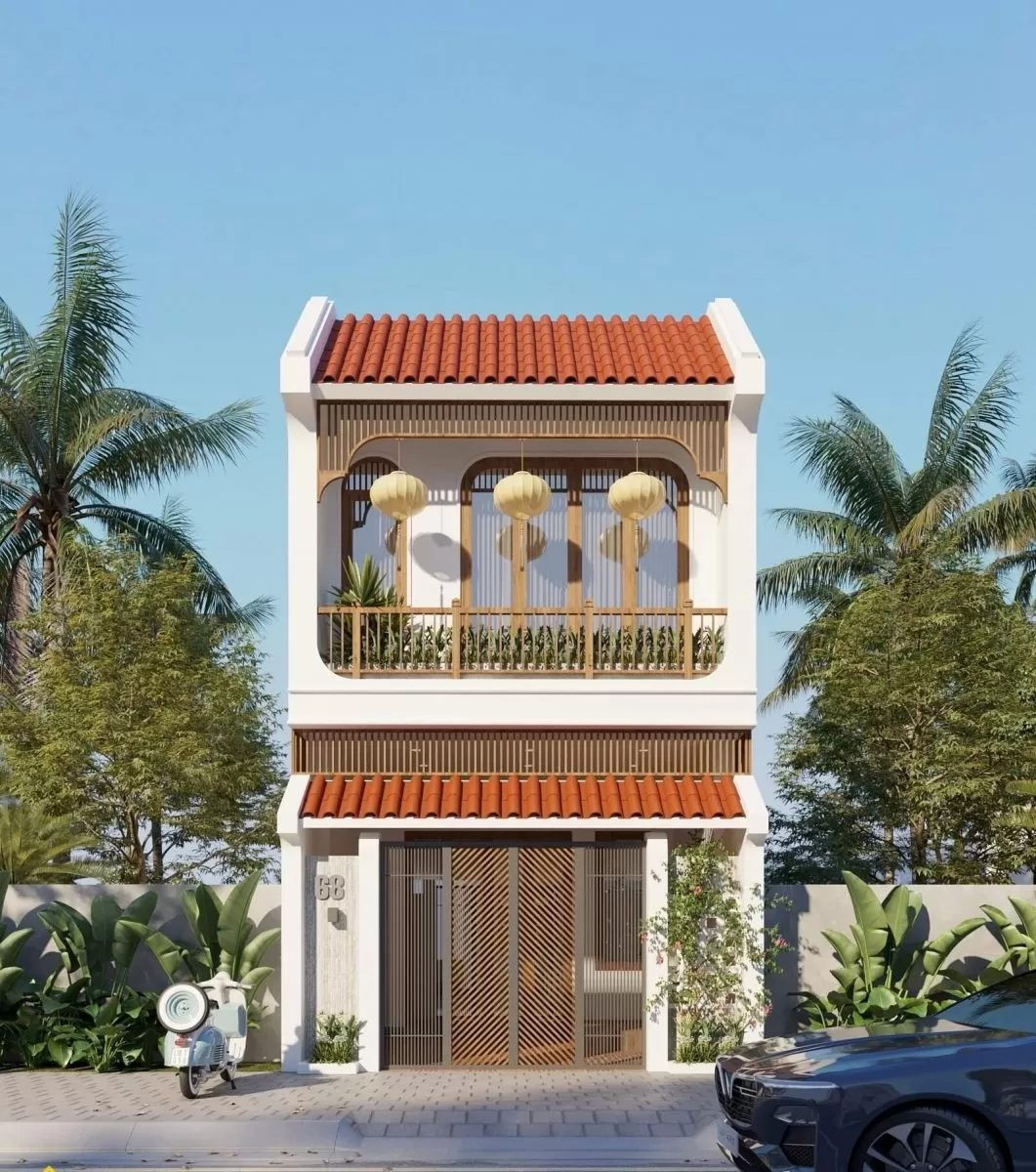 Mẫu nhà 2 tầng 3 phòng ngủ 5x15m có chi phí xây dựng tiết kiệm