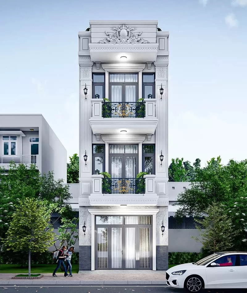 Mẫu nhà 3 tầng 5x20m tân cổ điển kiểu pháp