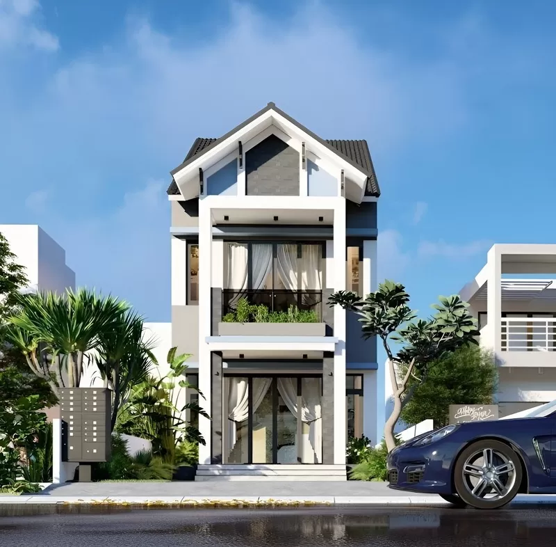 Mẫu nhà 2 tầng 3 phòng ngủ 5x15m 1 tum đa năng tiện nghi