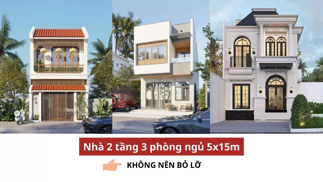 BST 37 Mẫu nhà 2 tầng 3 phòng ngủ 5x15m đẹp không nên bỏ lỡ