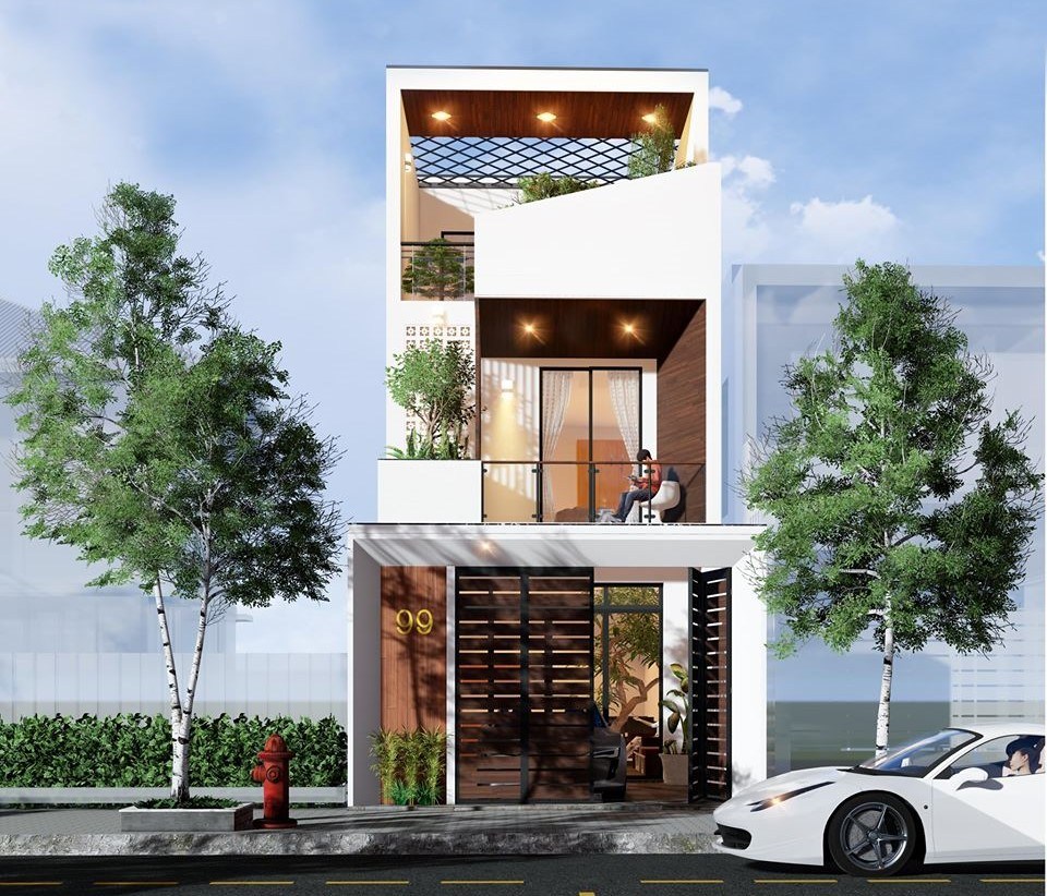 Thiết kế nhà phố 5x16m có gara tiện nghi siêu đơn giản