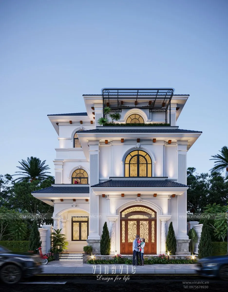 Biệt thự mini phong cách tân cổ điển 3 tầng