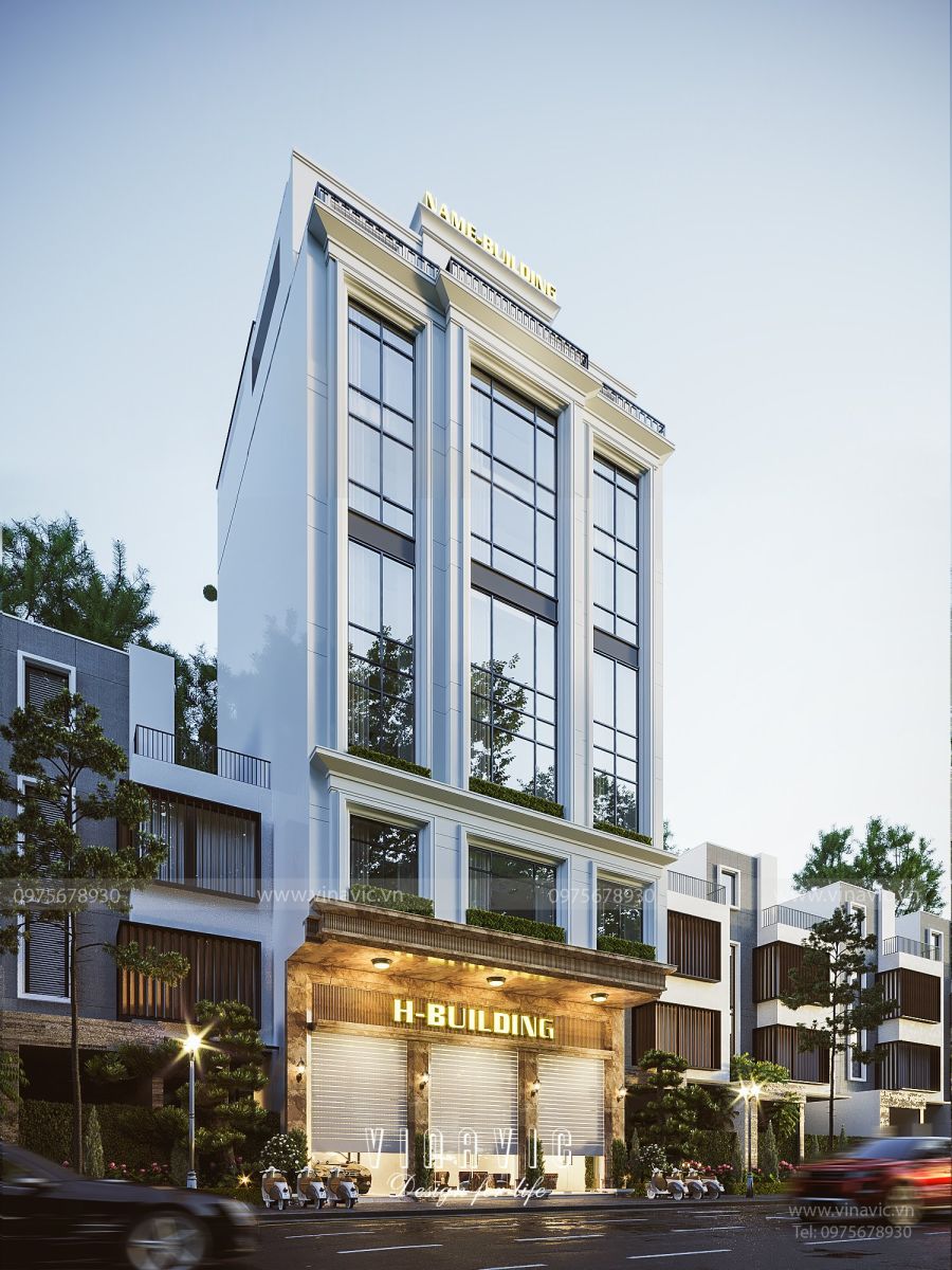 Đường nét tinh giản, gọn nhẹ tạo sự thanh thoát, trang nhã cho mẫu biệt thự 120m2 6 tầng hiện đại