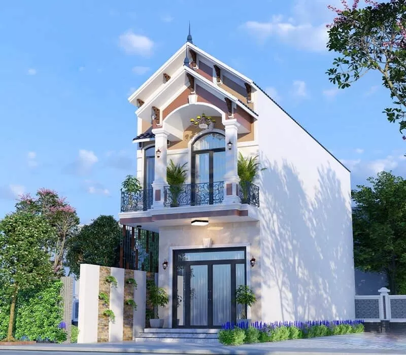 Mẫu nhà 2 tầng mái thái cuốn hút 6x15m