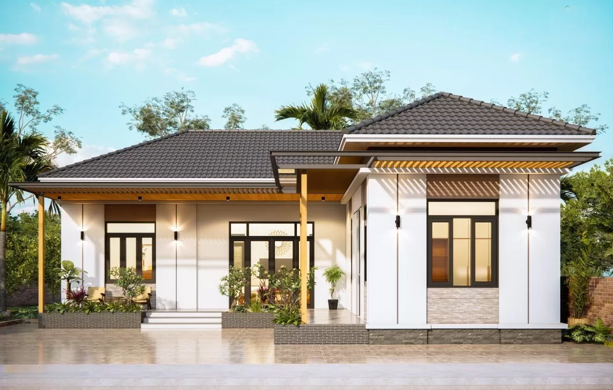 Thiết kế nhà cấp 4 6x15m 3 phòng ngủ mái nhật