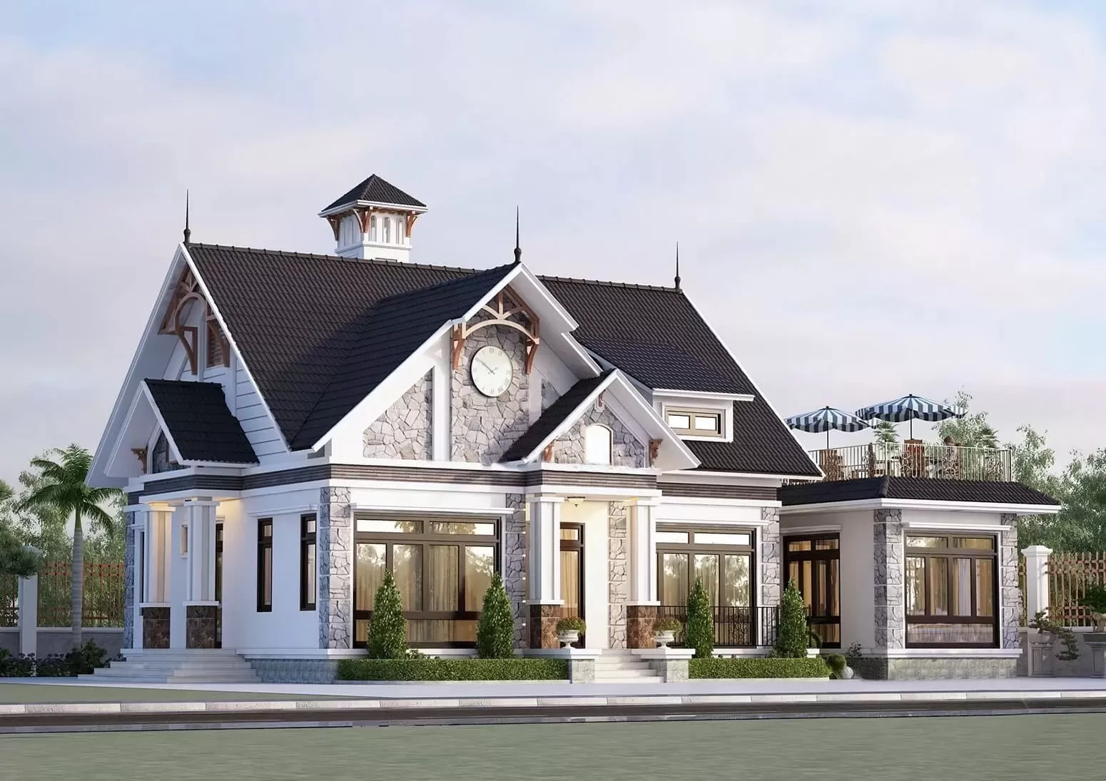 Thiết kế nhà cấp 4 6x15m 3 phòng ngủ mái thái