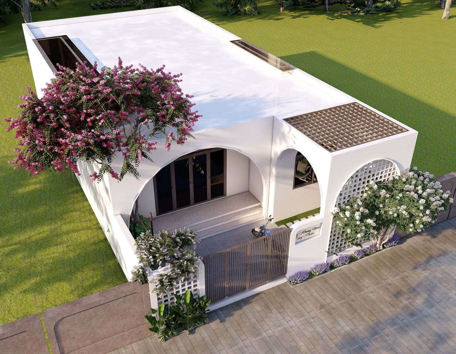 Thiết kế nhà cấp 4 6x15m 3 phòng ngủ mái bằng trẻ trung