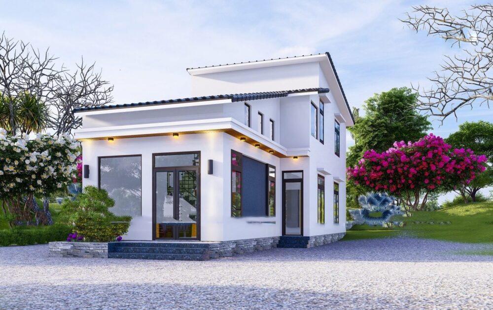 Thiết kế nhà cấp 4 6x15m 3 phòng ngủ có gác lửng