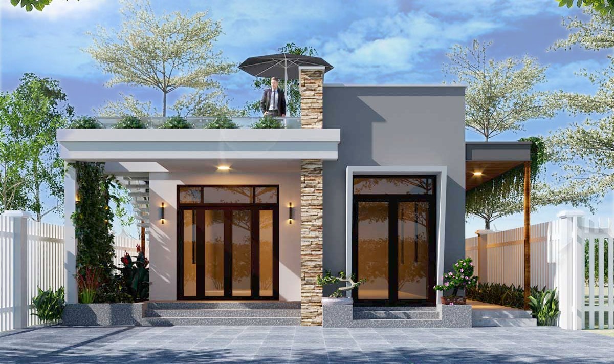 Thiết kế nhà cấp 4 6x15m 3 phòng ngủ mái bằng