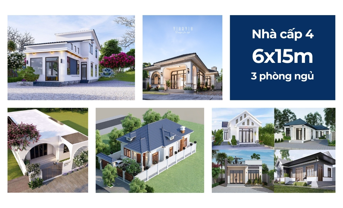 Thiết kế nhà cấp 4 6x15m 3 phòng ngủ