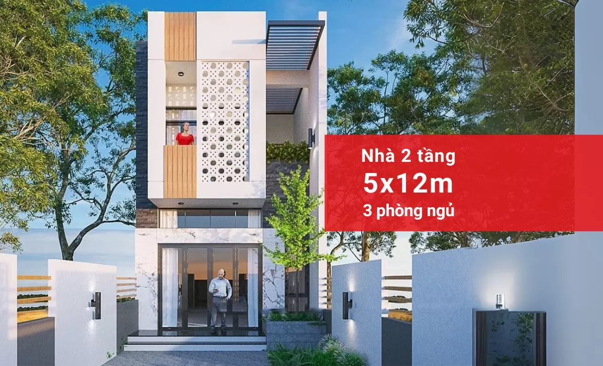55 Mẫu nhà 2 tầng 5x12m 3 phòng ngủ đẹp thiết kế tiện nghi