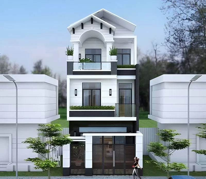 Mẫu nhà 5x18m 3 tầng mái thái hiện đại phóng khoáng