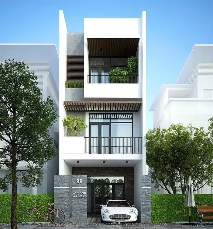 Mẫu thiết kế nhà 3 tầng 5x15m có gara