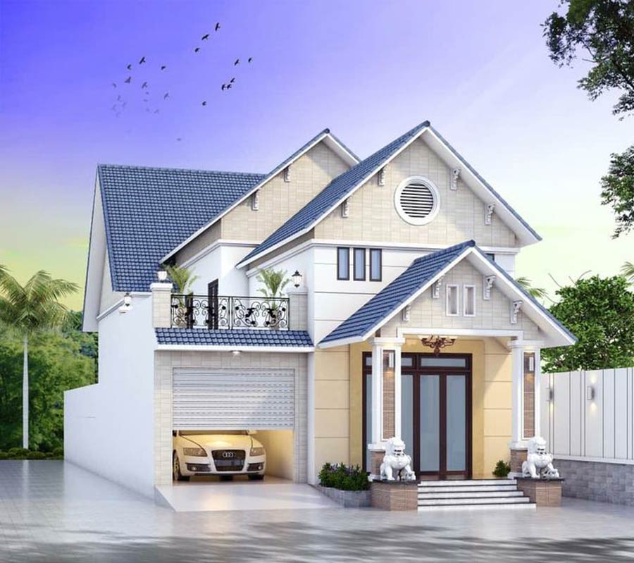 Nhà cấp 4 gác lửng mái thái 3 phòng ngủ có sân thượng