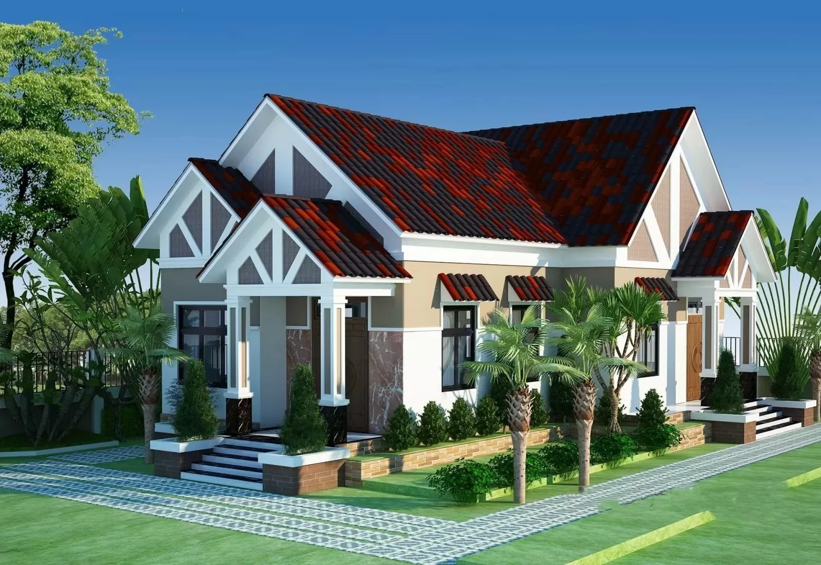 Mẫu nhà gác lửng 3 phòng ngủ 6x15m mái thái phóng khoáng