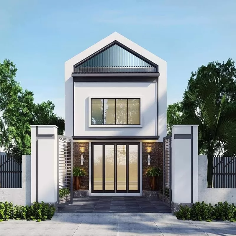 Nhà gác lửng 3 phòng ngủ 6x15m mái chóp ấn tượng bắt mắt