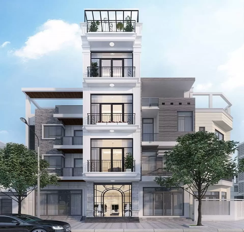 Thiết kế nhà 5x16m 4 tầng có thang máy