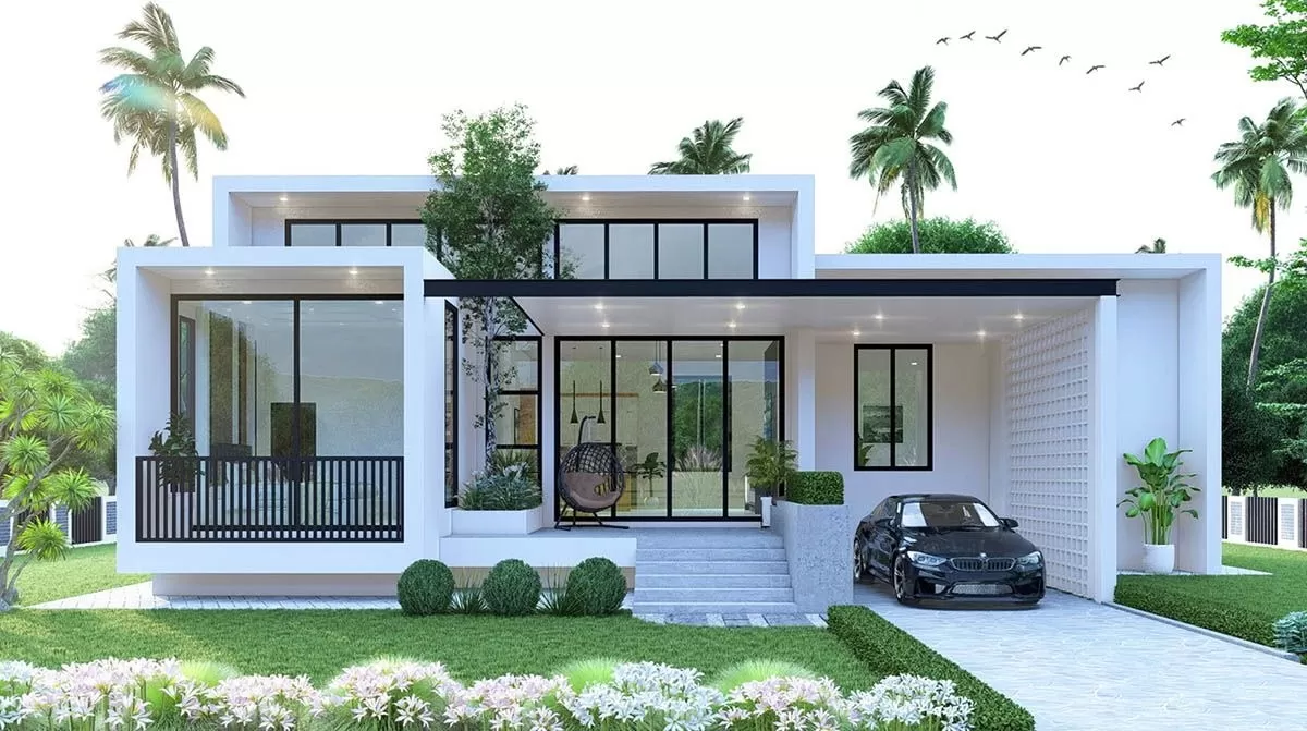 Thiết kế nhà mặt tiền 20m sâu 5m có gara tiện nghi