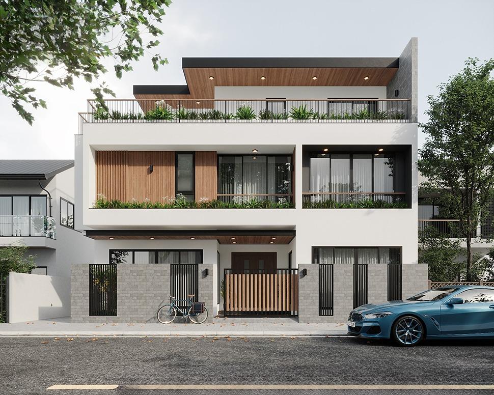 Thiết kế nhà mặt tiền 20m sâu 5m hiện đại sang trọng