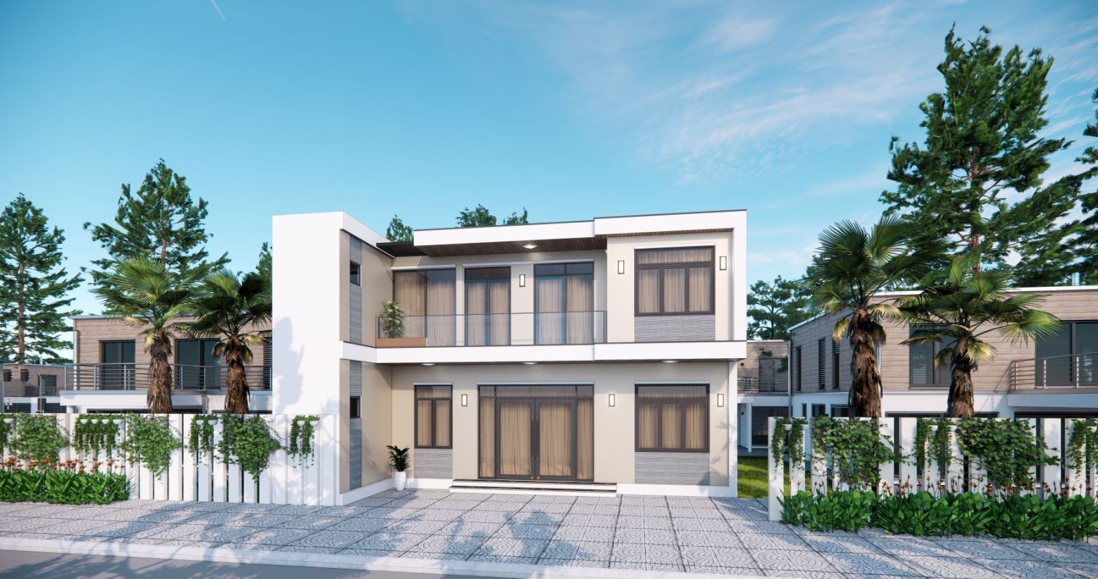 Thiết kế nhà mặt tiền 20m sâu 5m 2 tầng mái bằng
