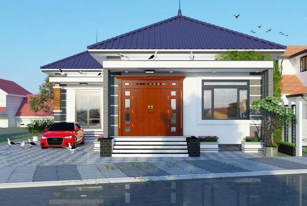 Mẫu nhà cấp 4 60m2 3 phòng ngủ tiện nghi