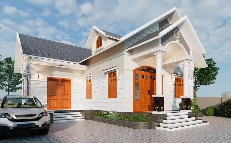 Mẫu nhà cấp 4 70m2 2 phòng ngủ phổ biến ở nông thôn