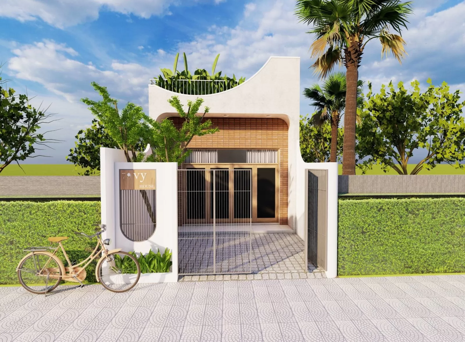 Nhà cấp 4 70m2 2 phòng ngủ thiết kế tối giản tiện nghi