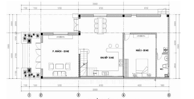 Mặt bằng tầng trệt nhà cấp 4 60m2