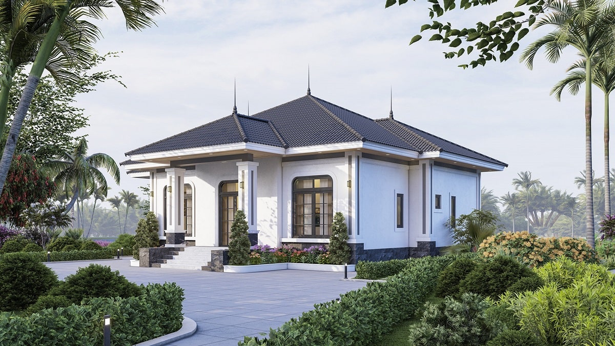 Mẫu nhà cấp 4 60m2 mái nhật đẹp mắt