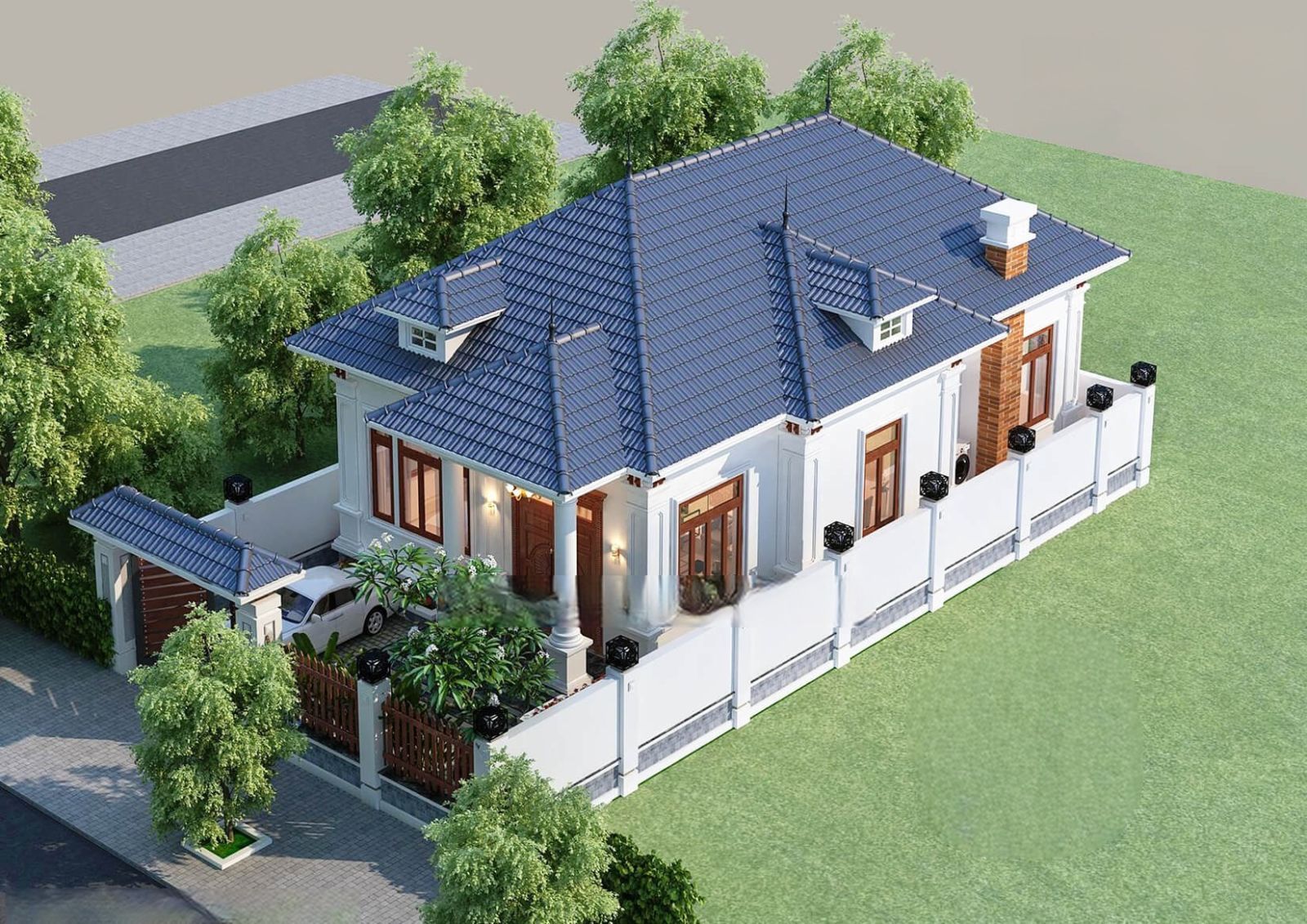 Mẫu nhà cấp 4 70m2 2 phòng ngủ mái nhật sang trọng