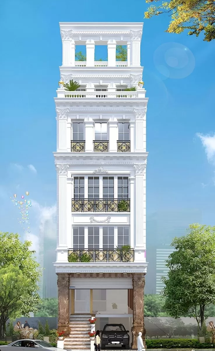 Mẫu nhà 5x10m có thang máy cho thuê văn phòng