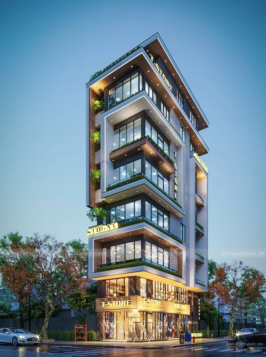 Thiết kế nhà 4x15m 7 tầng có thang máy 2 mặt tiền sáng sủa