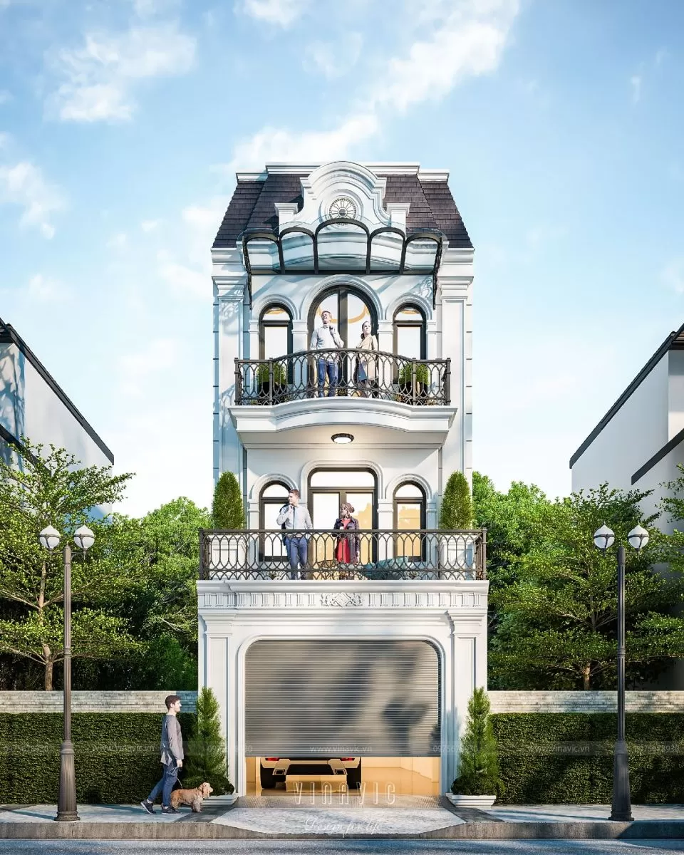 Nhà 3 tầng 90m2 phong cách Tân Cổ Điển tinh tế 