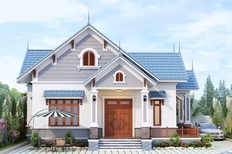 Mẫu nhà cấp 4 80m2 3 phòng ngủ tân cổ điển