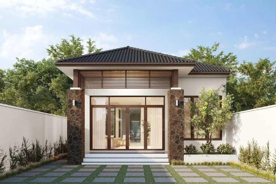 Mẫu nhà cấp 4 80m2 3 phòng ngủ mái Nhật