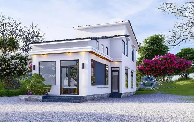 Mẫu nhà cấp 4 80m2 3 phòng ngủ có gác lửng