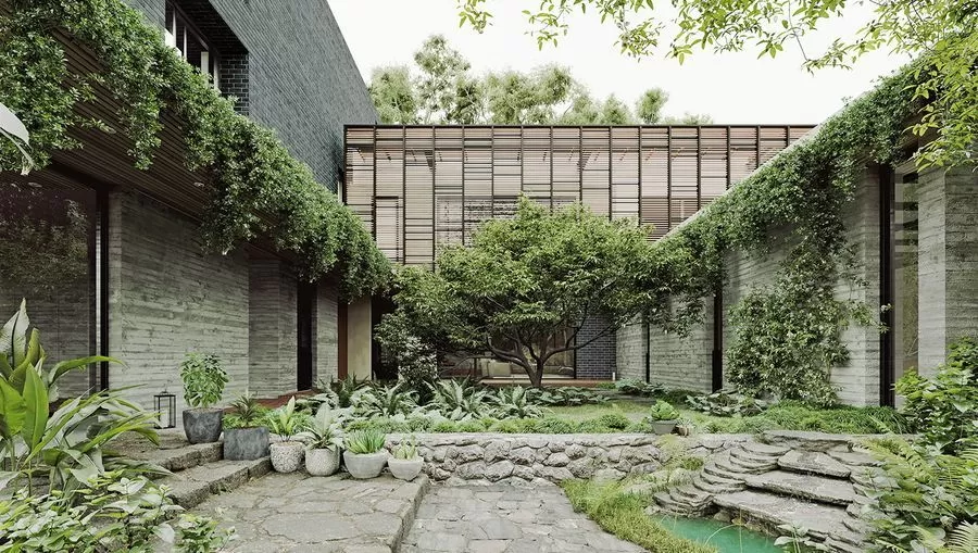 Thiết kế sân trước với lát đá nghệ thuật