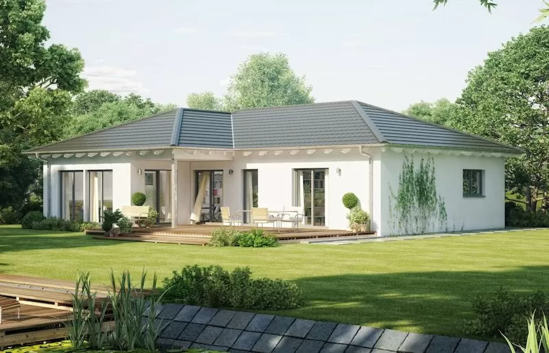 Nhà vườn hiện đại 1 tầng chữ L đẹp mắt