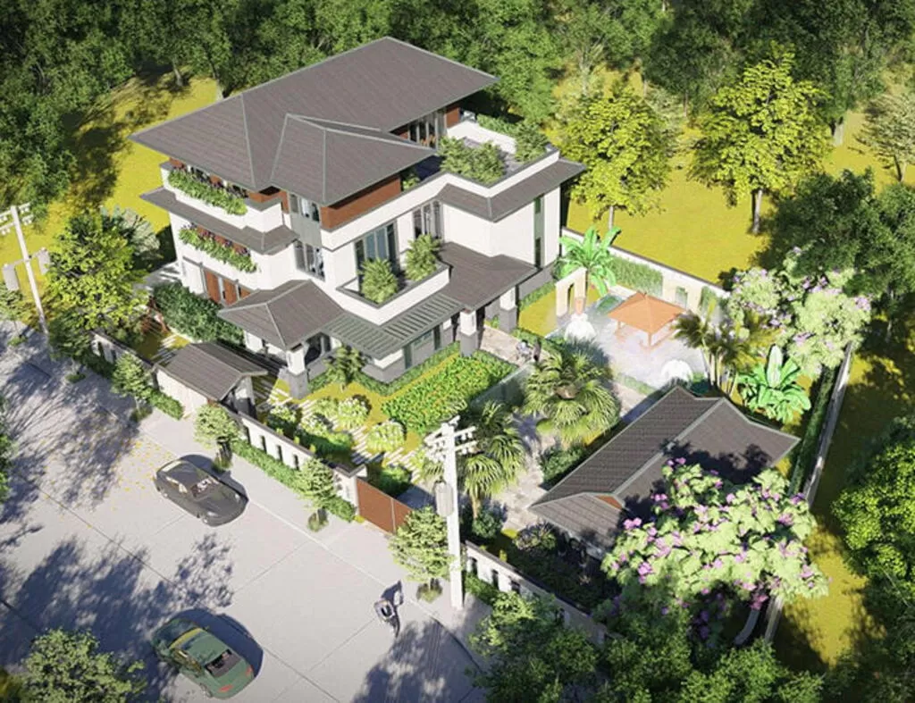 Biệt thự nhà vườn 3 tầng hiện đại có sân vườn rộng