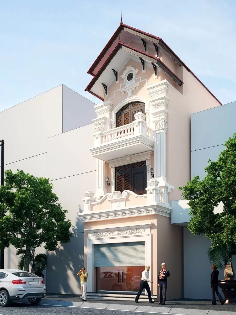 Mẫu thiết kế nhà 3 tầng 5x16m mái thái sang trọng