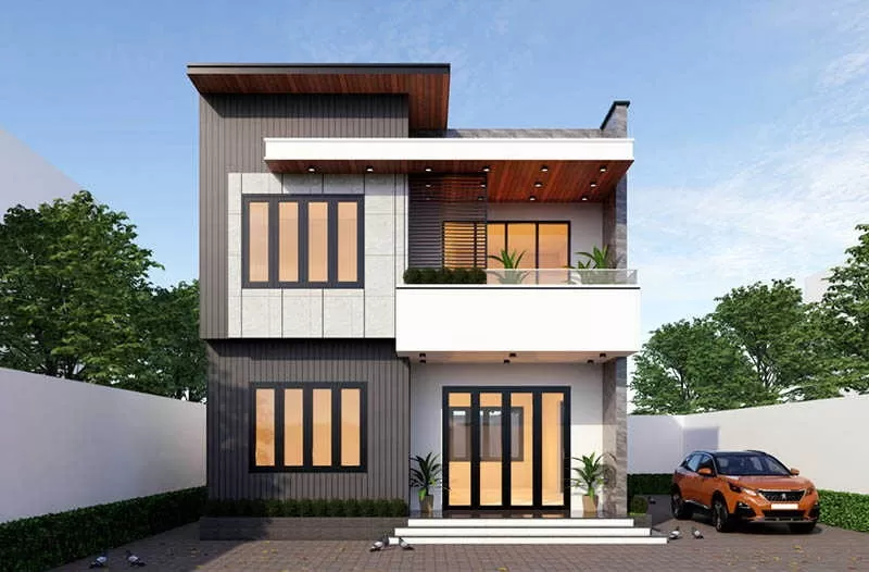 Mẫu nhà 8x12m mái bằng hiện đại 