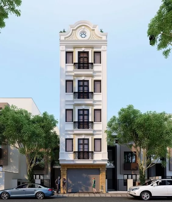 Mẫu nhà 4x20m có gara ô tô tân cổ điển