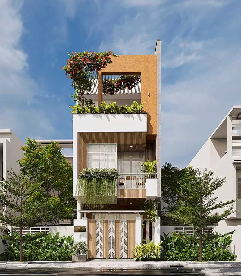  Thiết kế nhà 4x20m có gara phong cách trẻ trung, khỏe khoắn