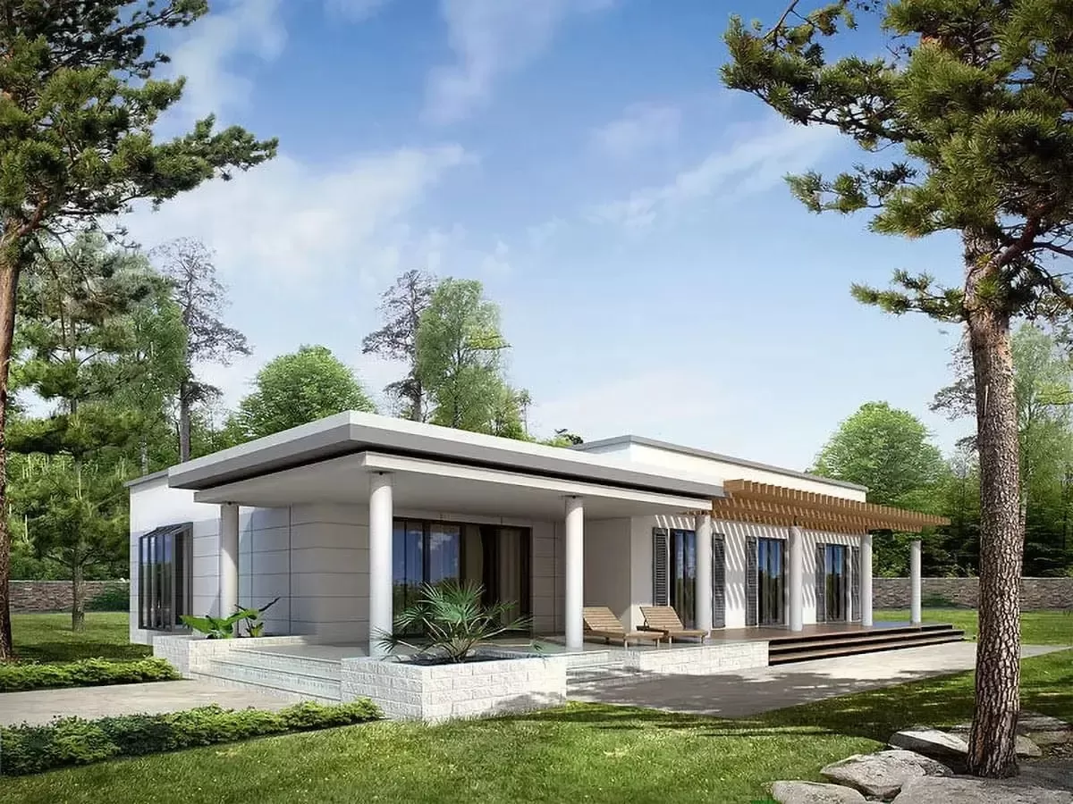 Mẫu nhà cấp 4 ngang 8m đẹp mái bằng chắc chắn