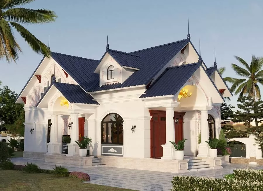 Mẫu nhà cấp 4 ngang 8m mái Thái